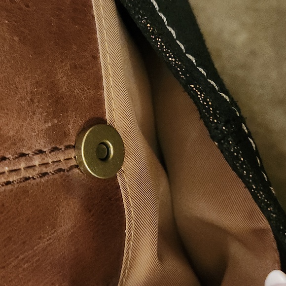 THE SAK Brown and Shimmer Bronze Leather Shoulder Bag.. - Picture 3 of 11